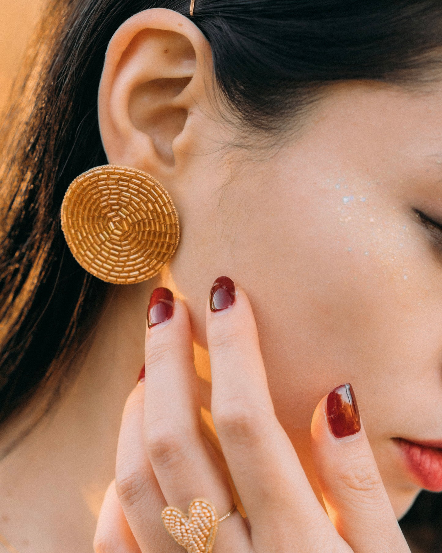 [Full Moon earrings/earrings-gold]