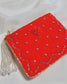 【総刺繍ポーチ/ Red】