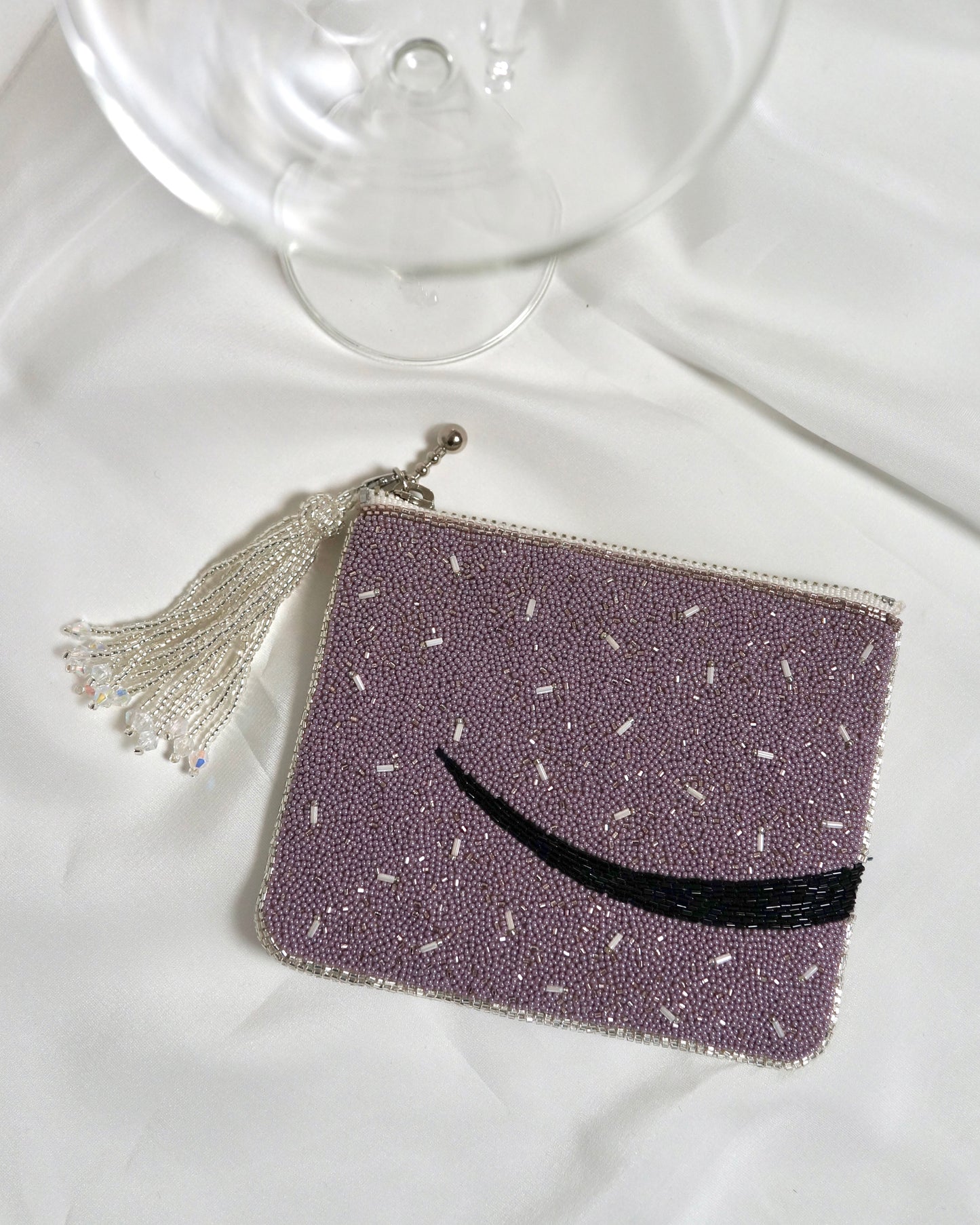 【総刺繍ポーチ/ Pink-Purple】