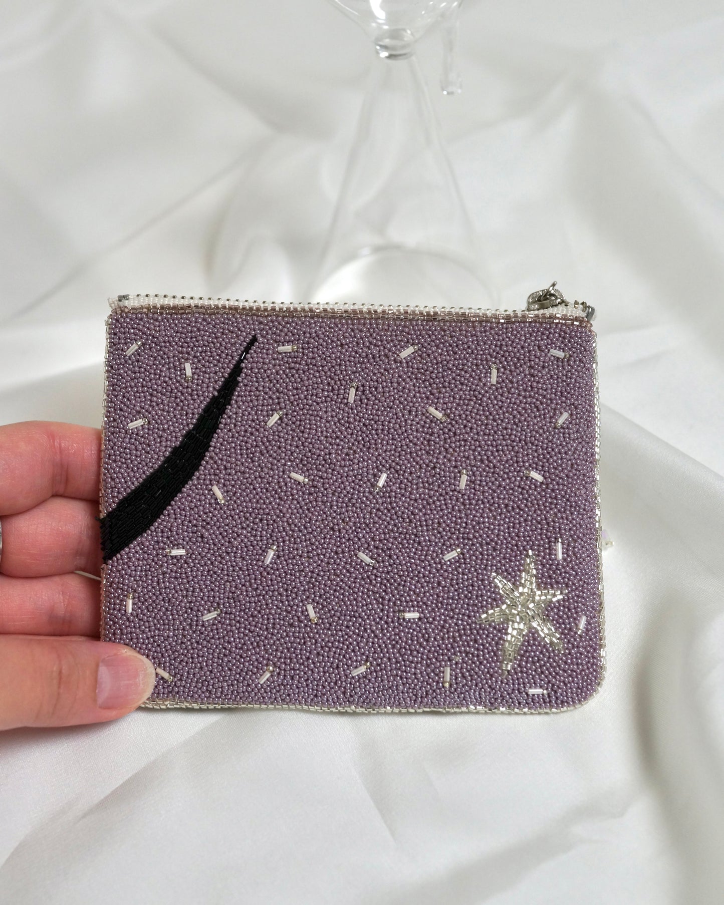 【総刺繍ポーチ/ Pink-Purple】