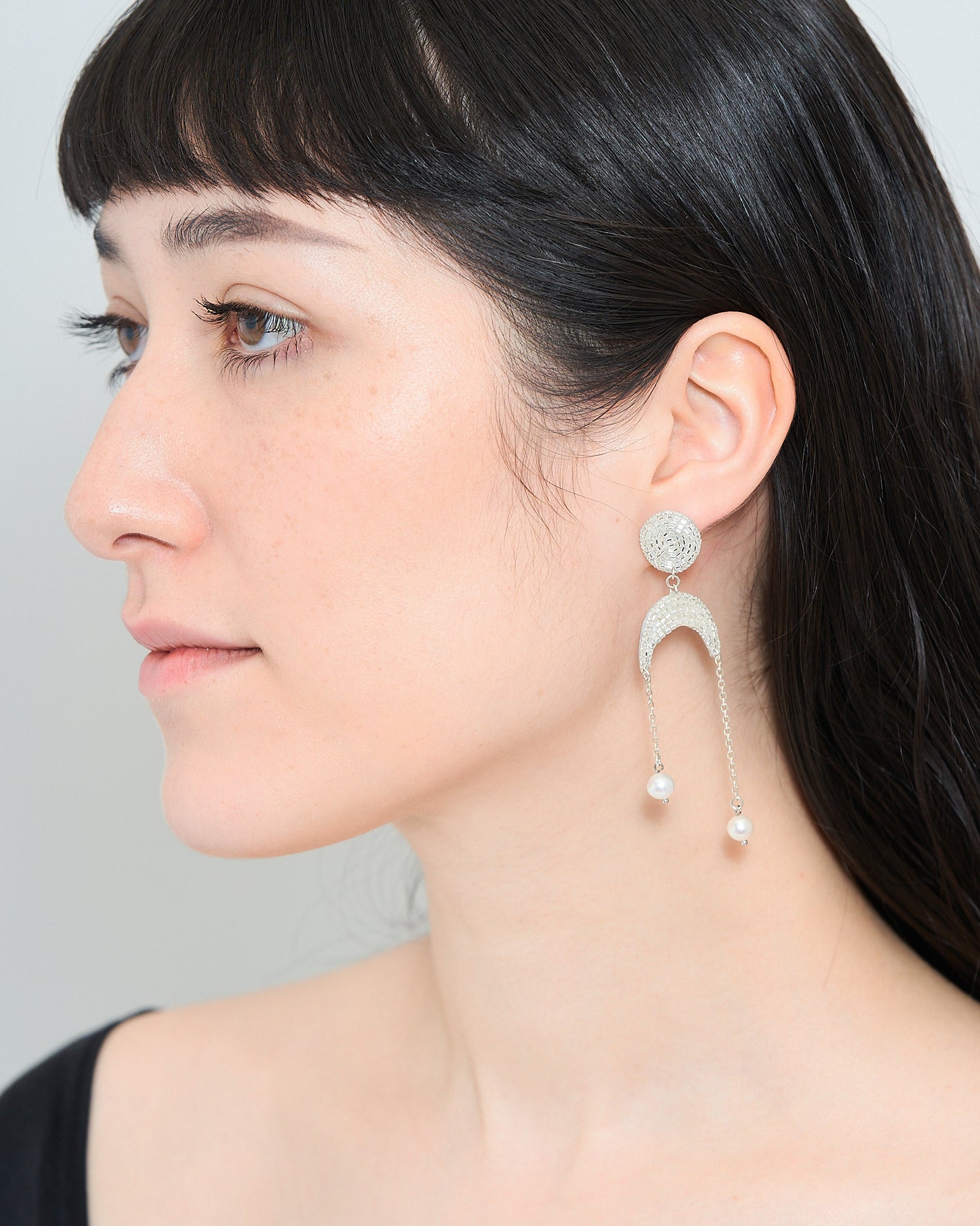 Silver moon Earrings
