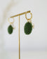 Olive seed-Green+Pearl Earrings