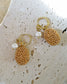 Olive seed-Gold+Pearl Earrings