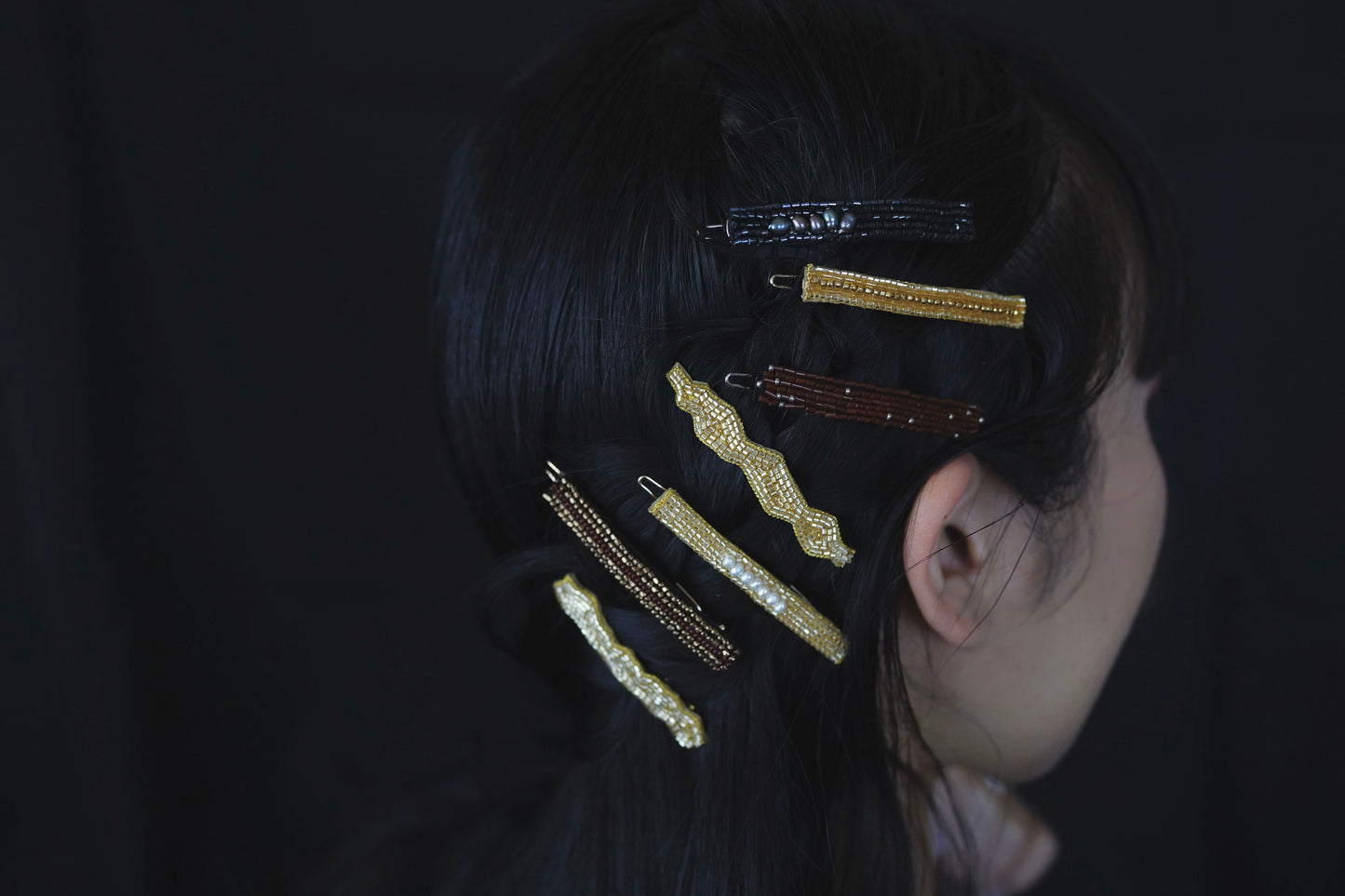 Hair clip -Gold+pearl-