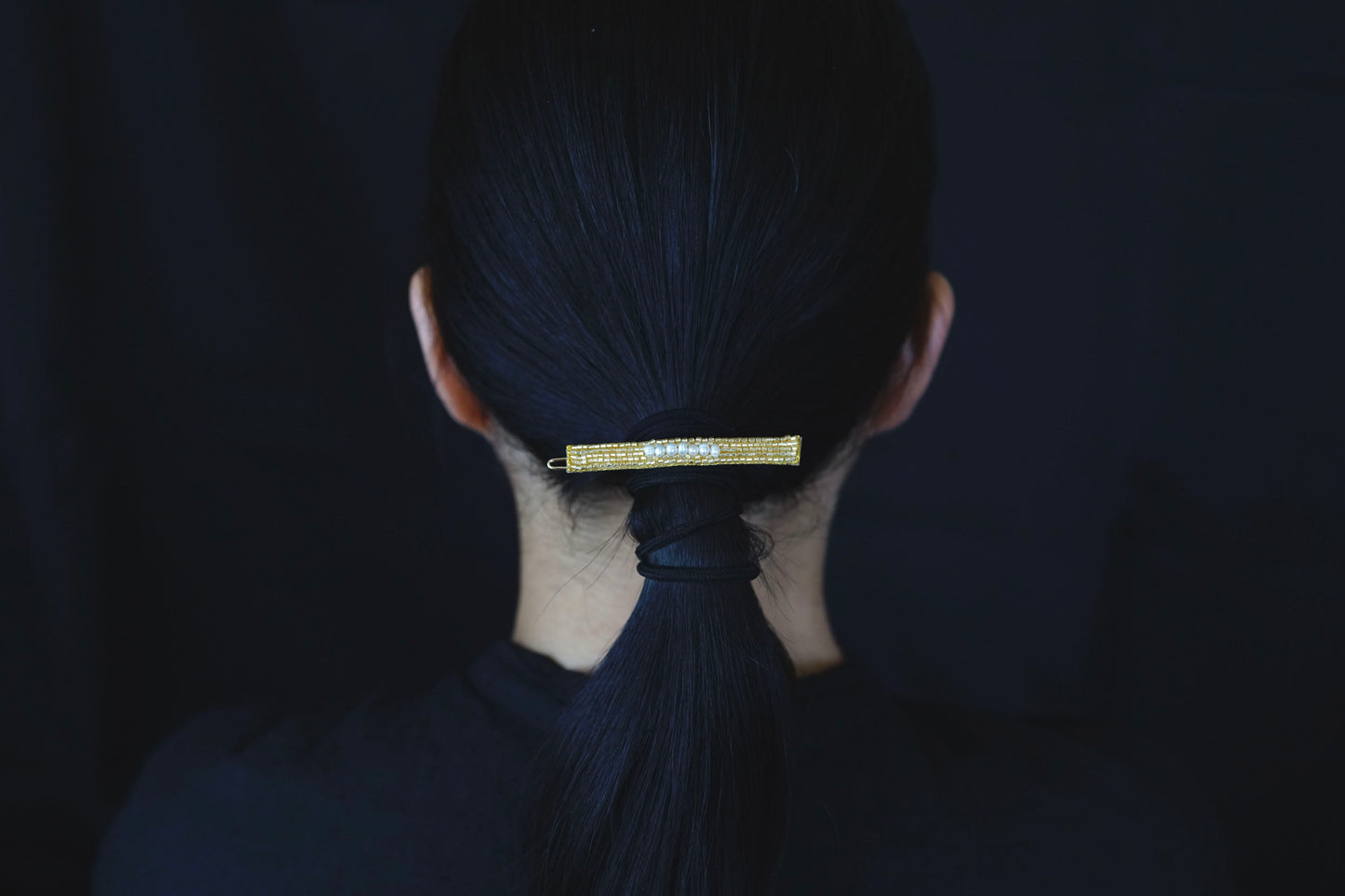 Hair clip -Gold+pearl-